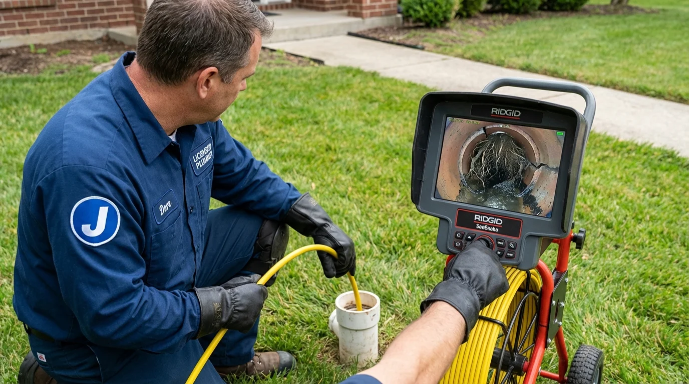 Sewer camera inspection being performed by Johns Plumbing LLC in Towson